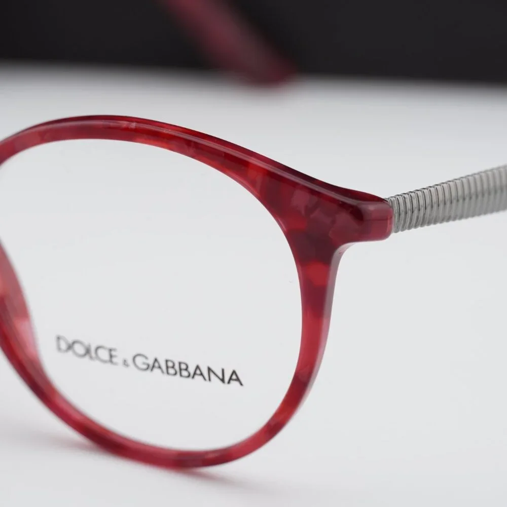 Dolce & Gabbana DG3292 3175 Round Eyeglasses 50mm - Cherry Havana/Ruthenium